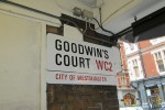 Street sign for Goodwin's Court inside entry from St. Martin's Lane.
